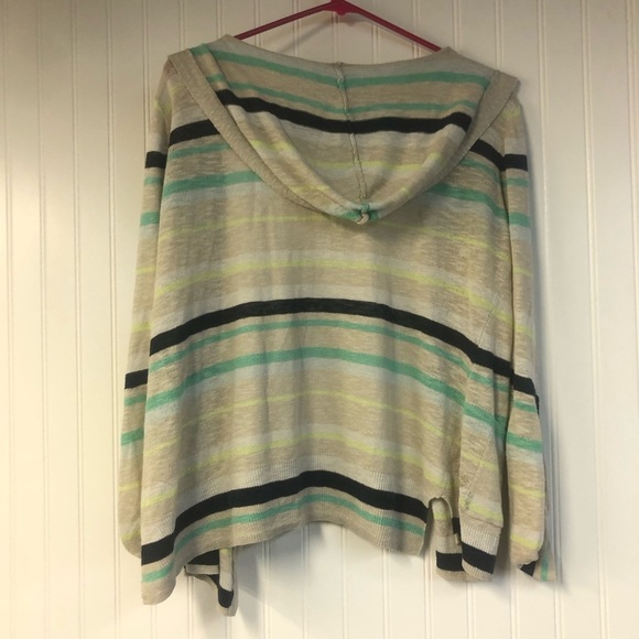 Maurices Colorful Striped Beige Cardigan Sweater with Hood XL Lightweight - Picture 4 of 5